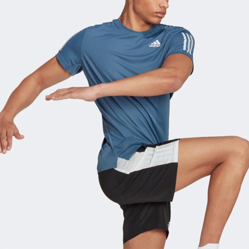 adidas SS22 Stripe Logo Round Neck Short Sleeve T-Shirt Men Tops Blue HL5988