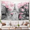 Romantic Oil Painting Style Eiffel Tower & Pink Umbrella Print Wall Hanging, for Living Room Bedroom Decor
