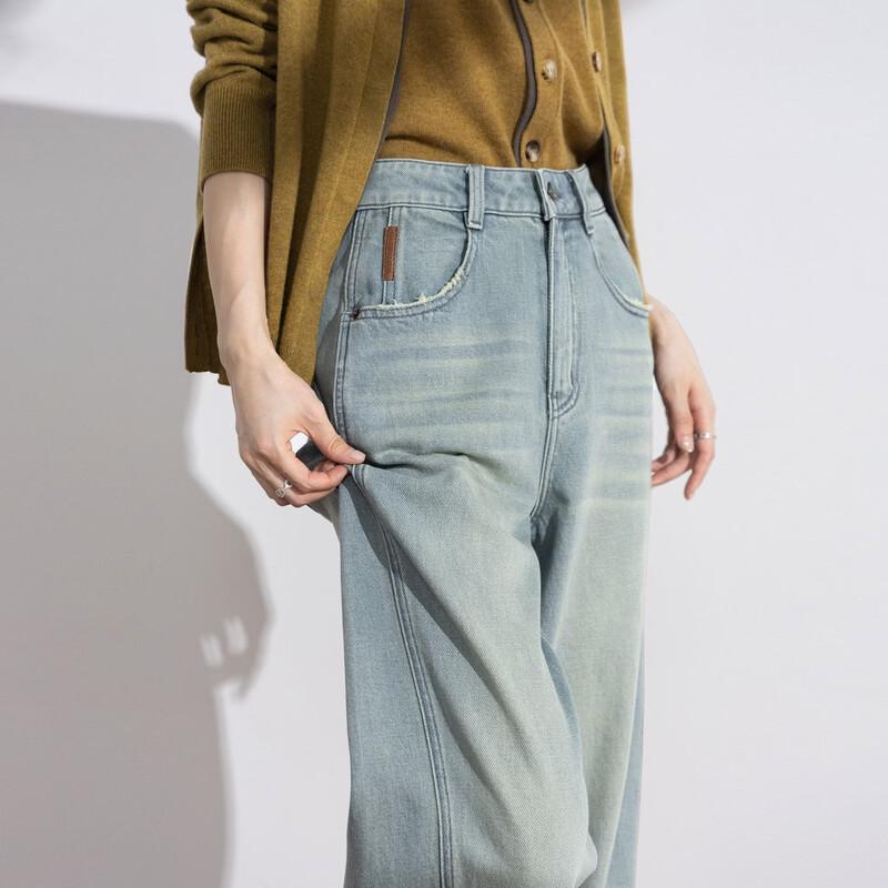 Demana Women's Casual Loose-Fit Washed Denim Pants