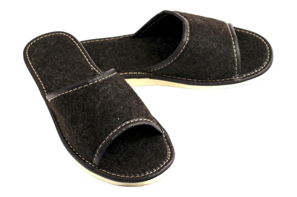 Women's slippers with open toes, women's felt house slippers in brown color 38