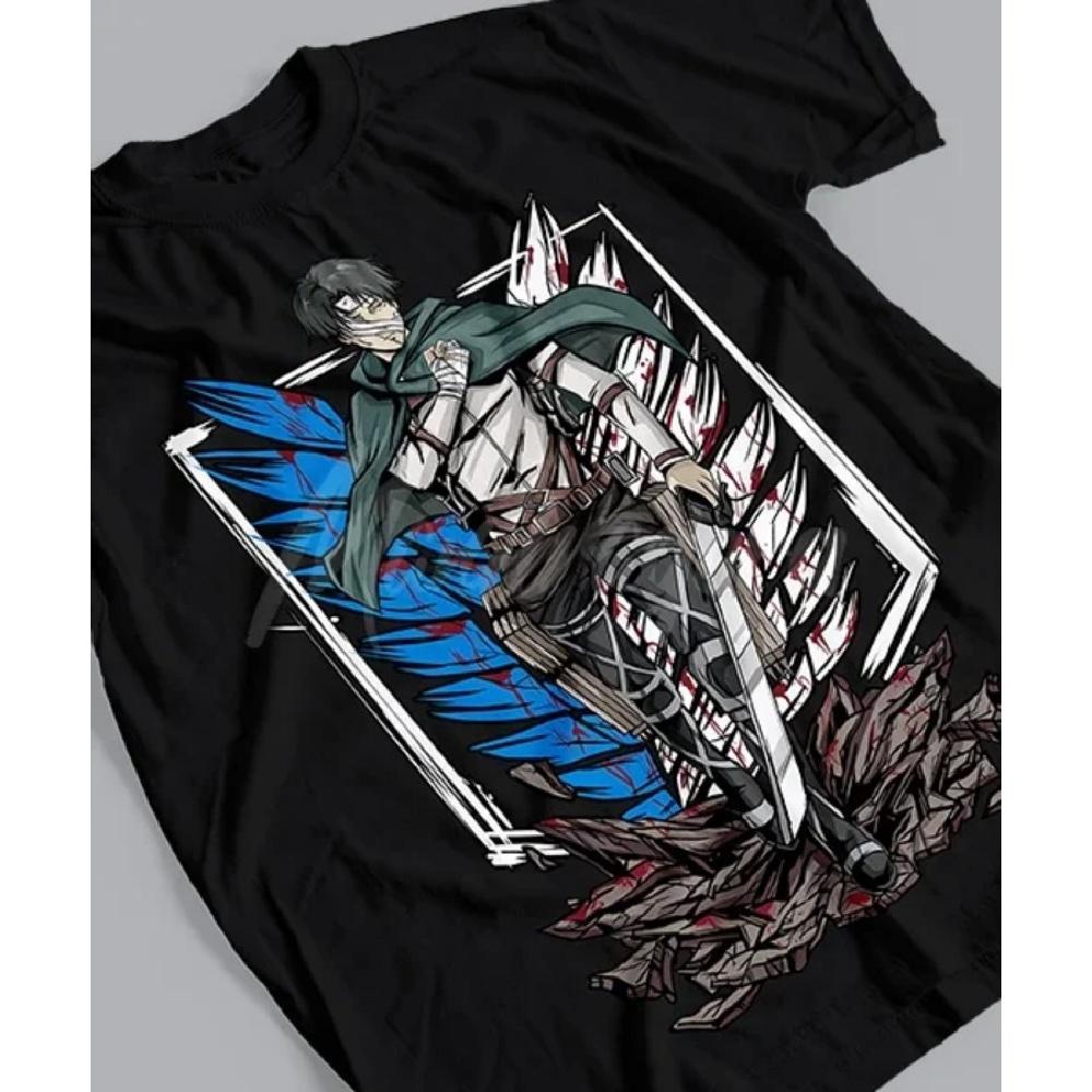 

Anime Attack on Titan Capitán Levi Honor Batalla Final T-Shirt Women Clothing Graphic T Shirts Vintage Summer Streetwear Y2K Top S
