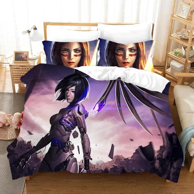 3D ALITA Battle Angel Bettwäsche-Set Twin Queen Size Bettbezug Kissenbezug für Kinder Erwachsene Heimtextilien