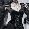Gothic Goth Dark Elegant Vintage Velvet Dress Grunge Punk Bandage Women Flare Sleeve Party Outfit