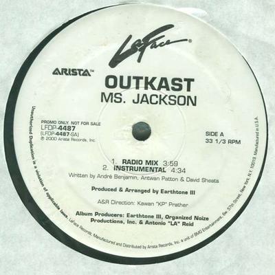 12palcový singl OUTKAST Ms. Jackson LFDP4487PROMO LaFace Records 2000 US Rap HipHopRB Použité