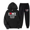 Couple Sets I Love My Boyfriend Print Men Hoodies Sweatpants 2PCS Suits Women Tracksuit Sweatshirts and Joggers Lover Sets