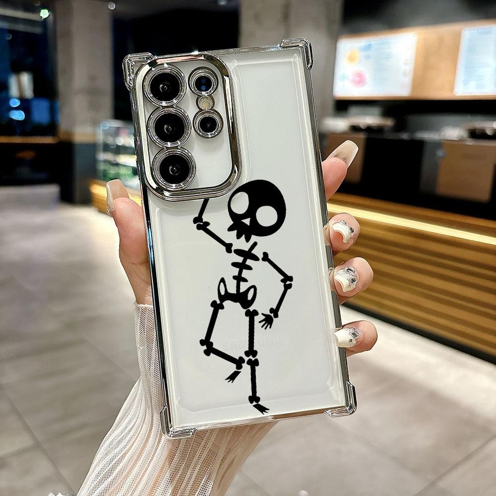 

Funda For Samsung S26Ultra Black Skull Cute Phone Case For Galaxy S25 FE S26 S24 S23 S22 S21 Ultra S20 Plus S25FE 5G Clear Cover Galaxy S21 Ultra