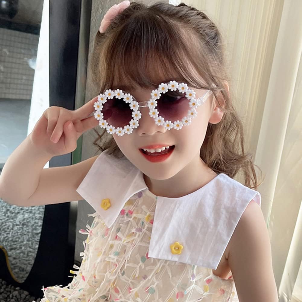 Round Flower Sunglasses for Girls Flower Shaped Cute Glasses UV 400 Protection Outdoor Beach Girl Boy