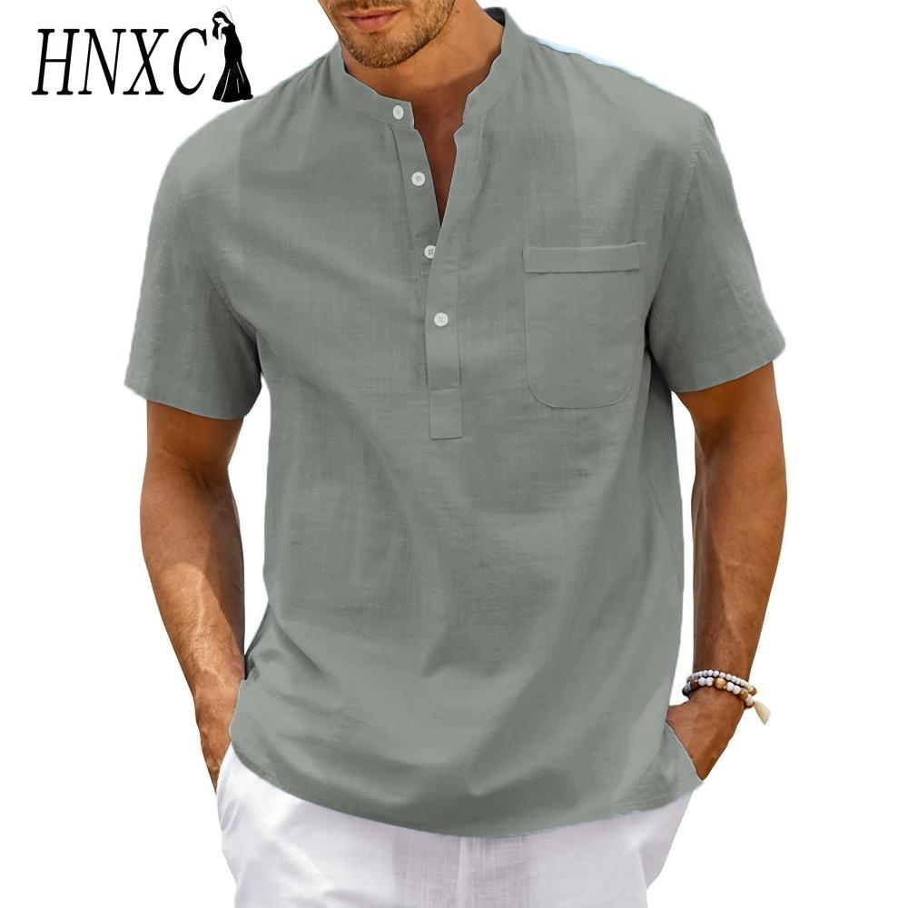 HNXC Men's Fashion Casual Solid Color Print Tops & T-shirts