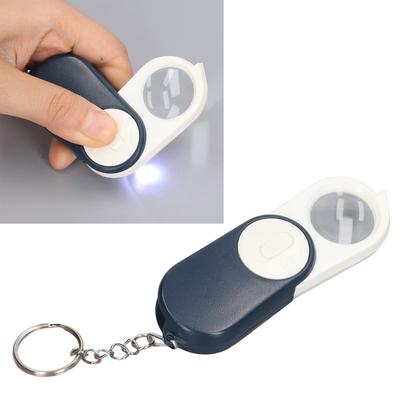 Lupa 10x Lupa Dvouvrstvé čočky Skládací Ruční Mini Lupa Klíčenka s LED světlem