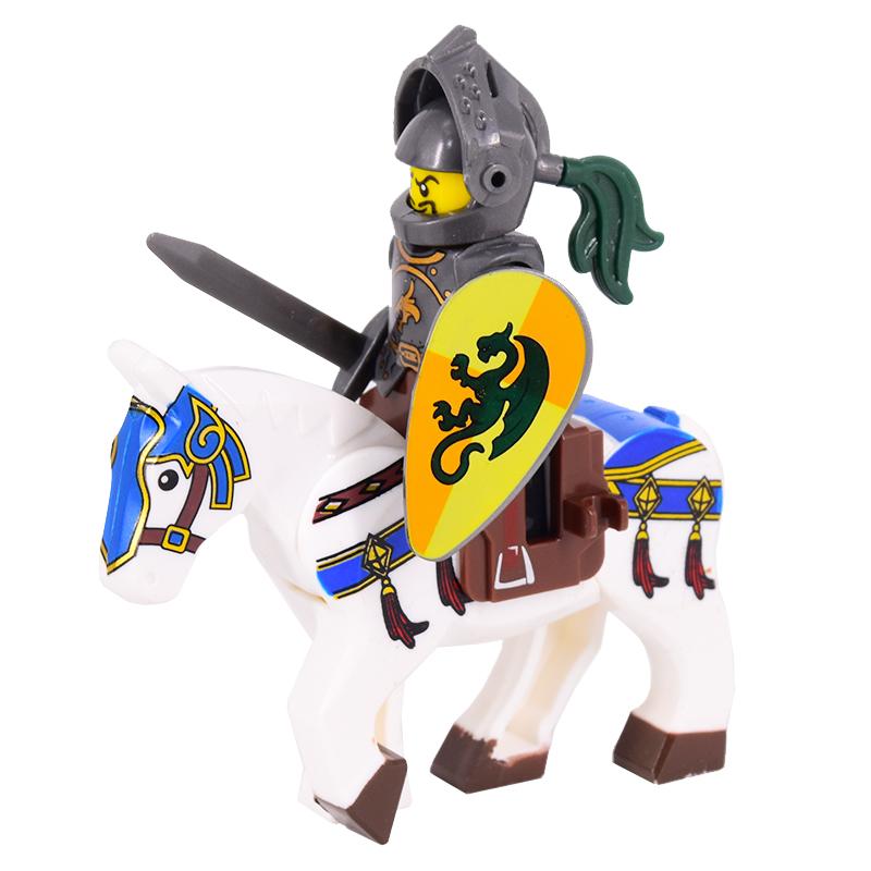 Medieval Figures Middle Ages Rome Warrior Golden Knight Horse Hawk Castle King Dragon Knights Building Blocks BricksToys gifts