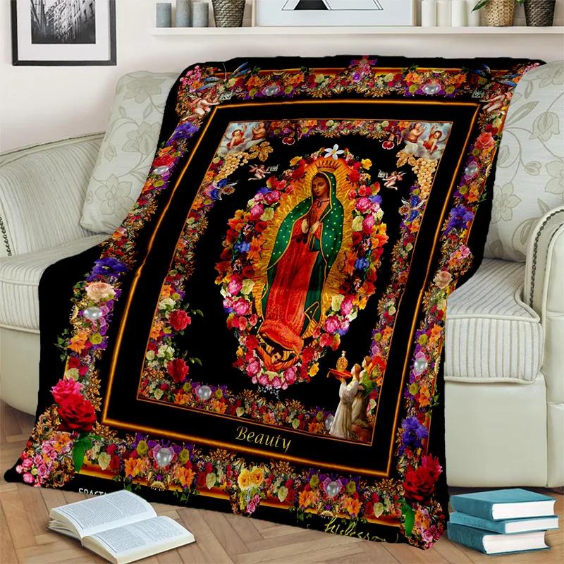 3D Blessed Virgin Mary Jesus HD Blanket,Soft Throw Blanket for Home Bedroom Bed Sofa Picnic Travel Office Rest Cover Blanket Kid