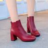 Fashion Women's Ankle Boots Autumn 2024 Fashion New Square Toe Red High Heel Shoes Casual Woman Black Side Zipper Short Boot Botas Mujer