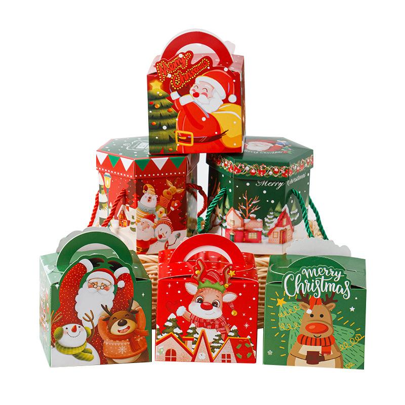Christmas Hand-held Rope Apple Candy Packaging Box, Christmas Eve Peace Fruit Biscuit Creative Gift Baking Paper Box