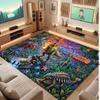Dinosaur Theme Soft Crystal Velvet Rug Custom Name & Text Print Non Slip Floor Rug for Bedroom Living Room