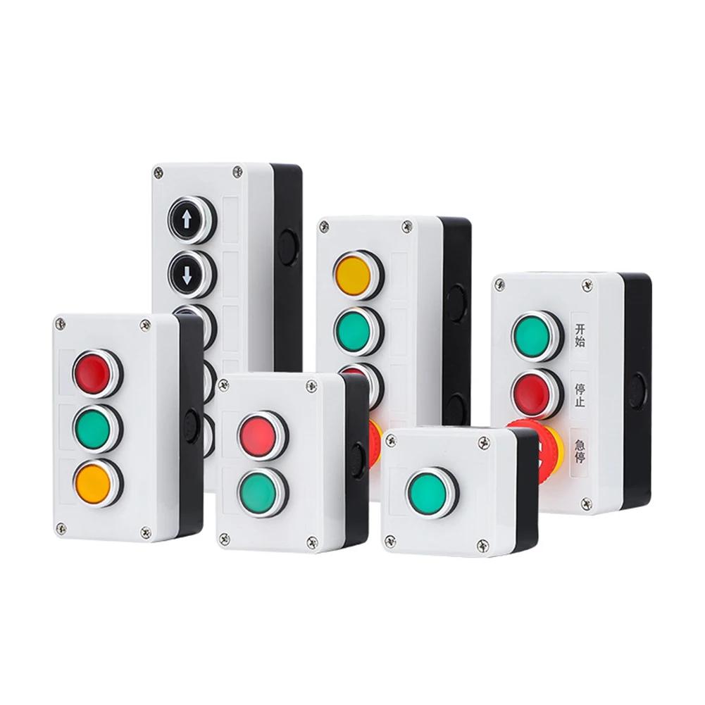 1pc Push Button Switch Self-reset/self-locking 440V 10A Control Box With Button 22mm Push Button Switch Power Tools Spare Parts