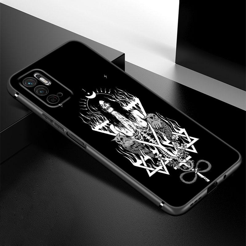 Demonisk Satanisk Skummel Hodeskalle Telefondeksel For Xiaomi Redmi Note 7 8 9 10 Lite 11 11E 11T 12 Pro 11S 4G 10T 5G 8T 9S 10S Svart Deksel