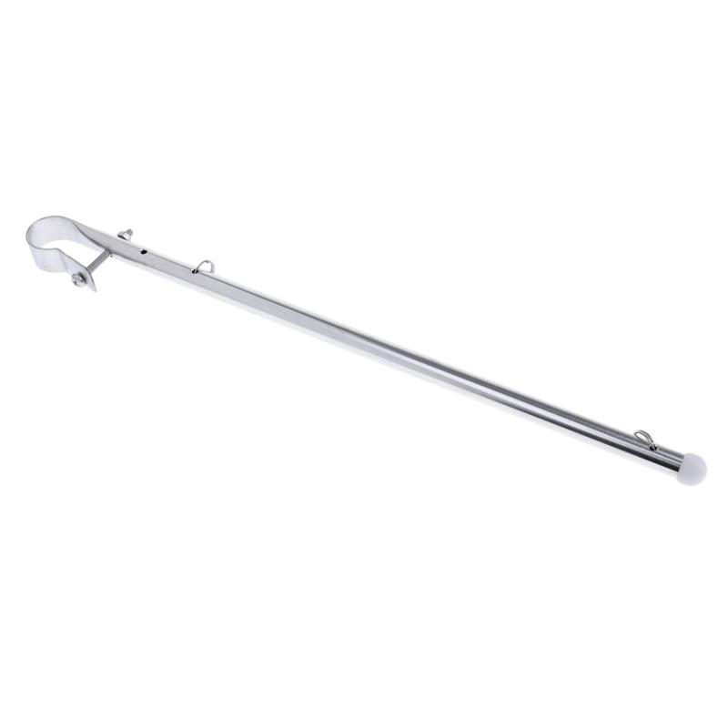 Stainless Steel Marine Yacht Kayaking Diving 16'' Rail Mount Flag Pole - Silver Surface polishing glossy and lustrous