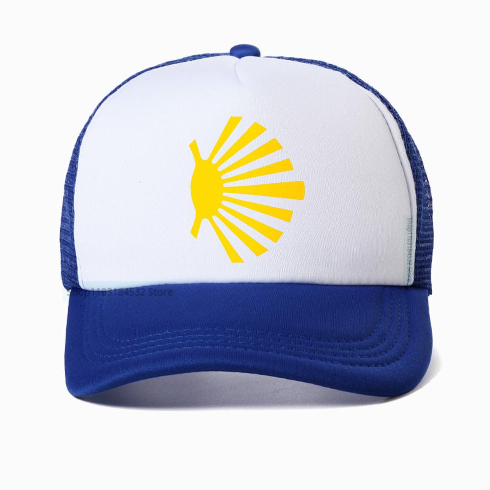 Camino De Santiago Symbol Large Yellow Scallop Shell cap fashion casual mesh sun hat Adjustable Breathable snapback hat