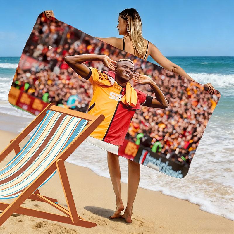 Galatasaray Victor Osimhen Print Beach Towel, Large Soft Quick Dry Towel for Beach Camping Swimming