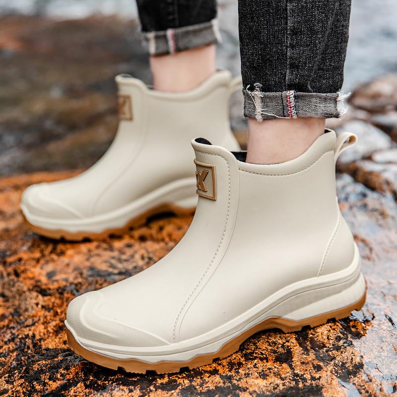 Women Waterproof Boots New Style Elastic Mouth Ankle Boots Mid Top Rain Shoes Non Slip Outdoor Indoor Chelsea Water Boot Woman