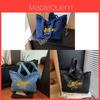 Denim Tote Bag For Women With Embroidered Letters And Street Style For Daily Use