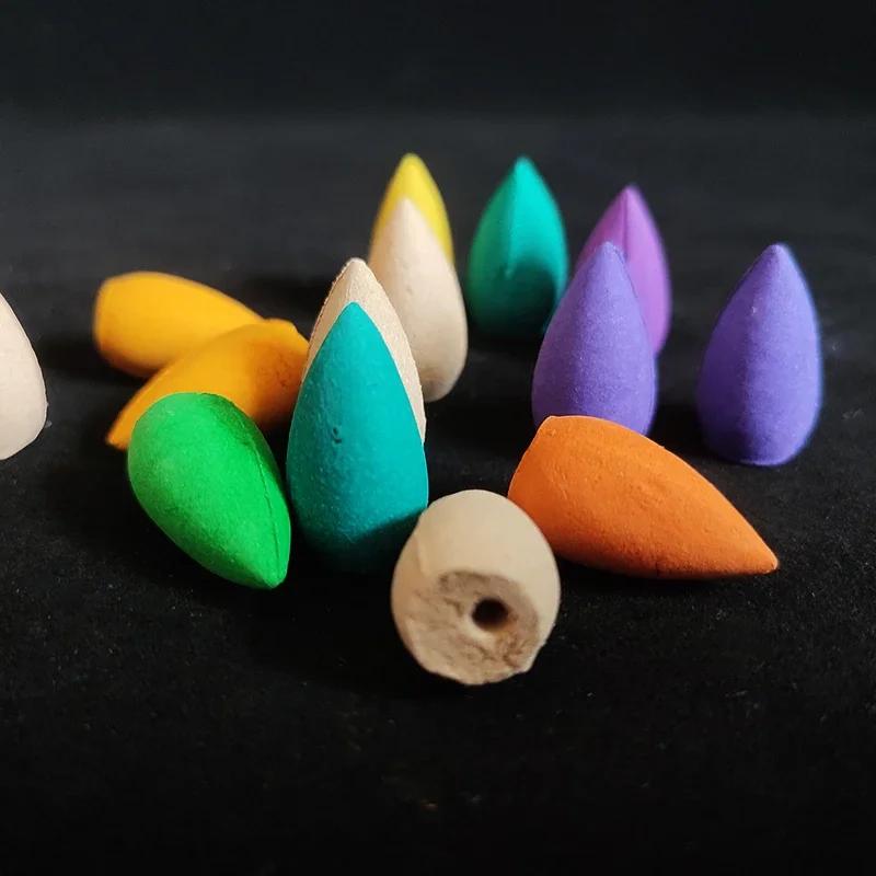 50pcs Natural Sandalwood Backflow Incense Cones To Watch Incense Waterfall Lavender Jasmine Scents for Home Tower Incense