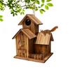 Mangiatoia per scoiattoli Design a tre scomparti Legno Stazione di alimentazione da esterno Mangiatoia per scoiattoli di terra con tetto flessibile per Giardino Albero Terrazza Patio