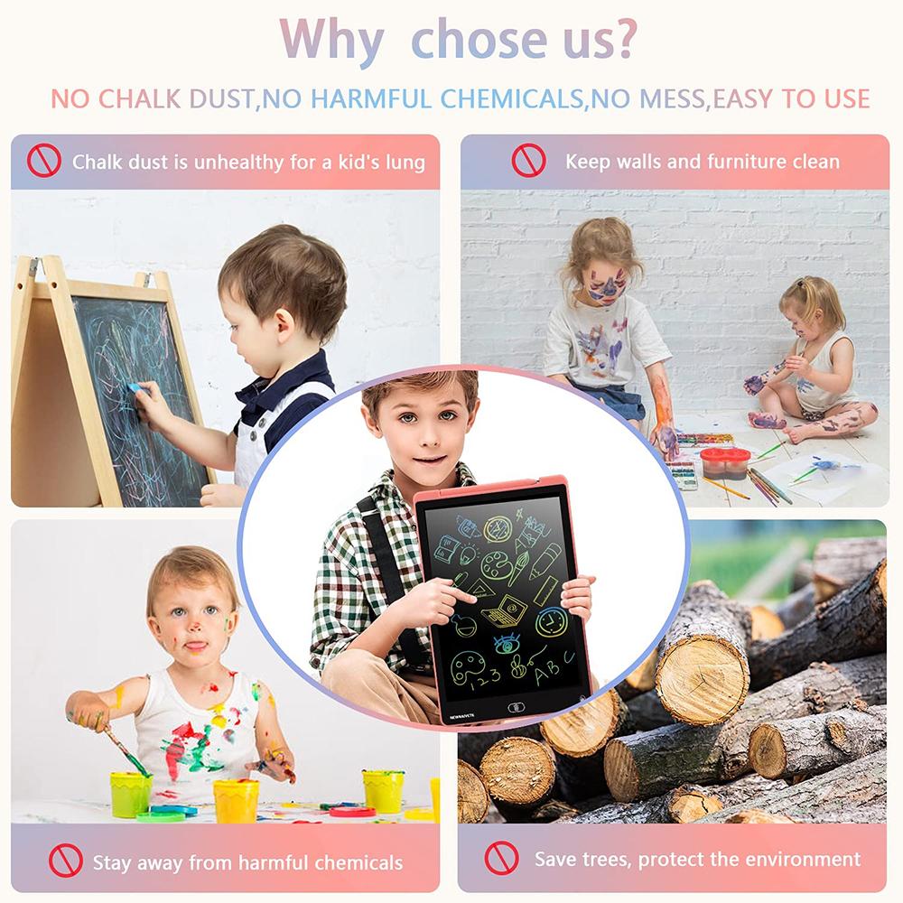 12 Inch LCD Smart Writing Tablet Electronic Drawing Doodle Board Art Colorful Handwriting Pad Gift For Kids Ultra-thin With Pen