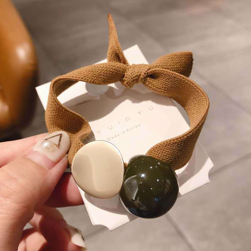 Korean Elegant Hair Rope Bracelet Scrunchie Women Elastic Hair Rubber Bands Accessories For Girls Tie Hair Ring Headdress Holder