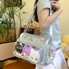 Japanese Pu Leather Transparent Backpacks Preppy Jk Girls Women's Handbags Korean Vintage Y2k Aesthetic Trendy Crossbody Bags