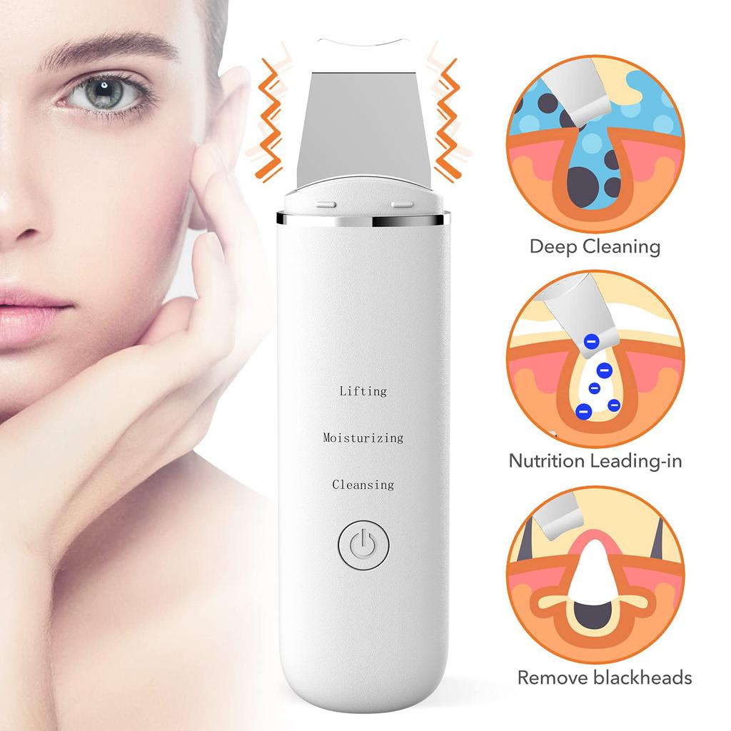 Ultrasonic Skin Scrubber Scrubber Deep Vibrate Facial Cleaner Shovel Face Scrubber Peeling Black Head Remover Facial Massager