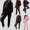 2pcs Sweatshirt Set Women's Velvet Sweatshirt Sweatpants Two-Piece Set Velvet Casual Sports Sweatshirt Set