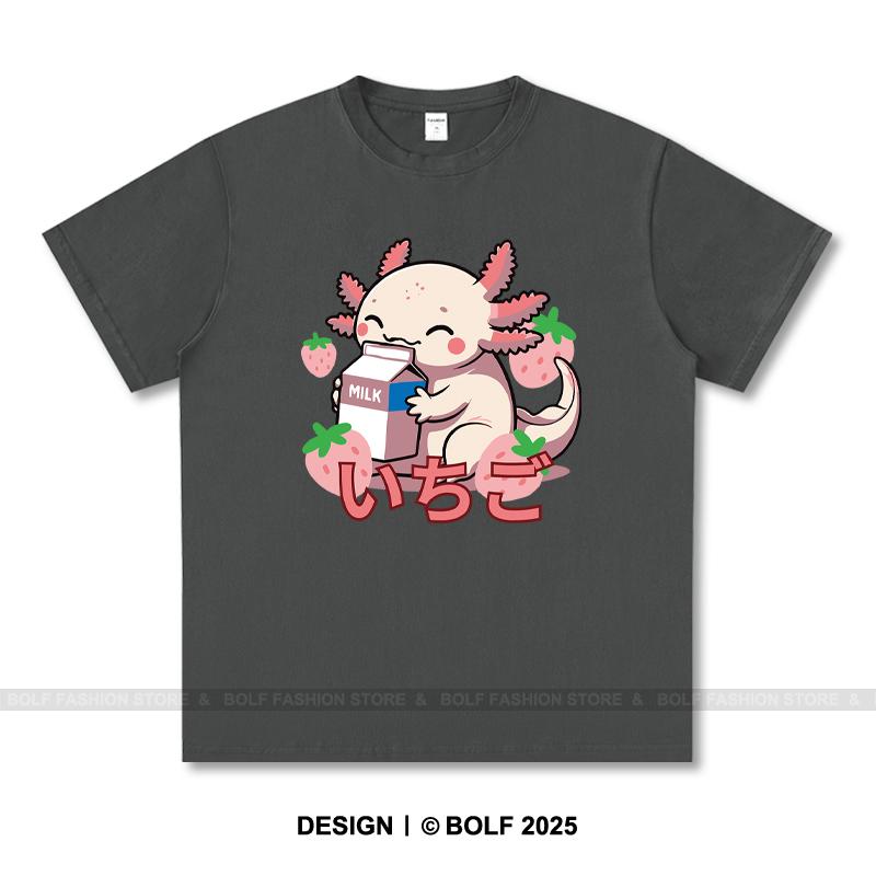 Japanese Kawaii Animal Printed T-Shirt 100% Cotton Oversized Cute Graphic Tees for Men Women Summer Tops Anime Streetwear