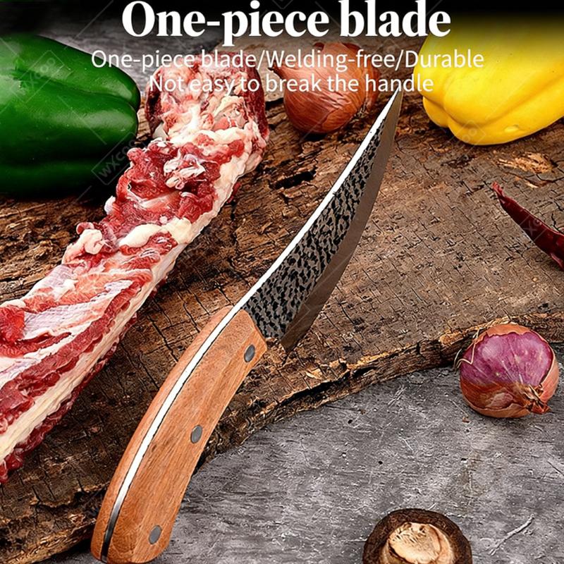 WXCOO Hand Forged Boning Knife High-hardness Hammered Butcher Knife Stainless Steel Boning Knife with Sheath Kitchen Supplies