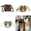 Childrens Retro Leopard Print Drawstring Water Bucket Bag With Pu Material For School And Casual Use