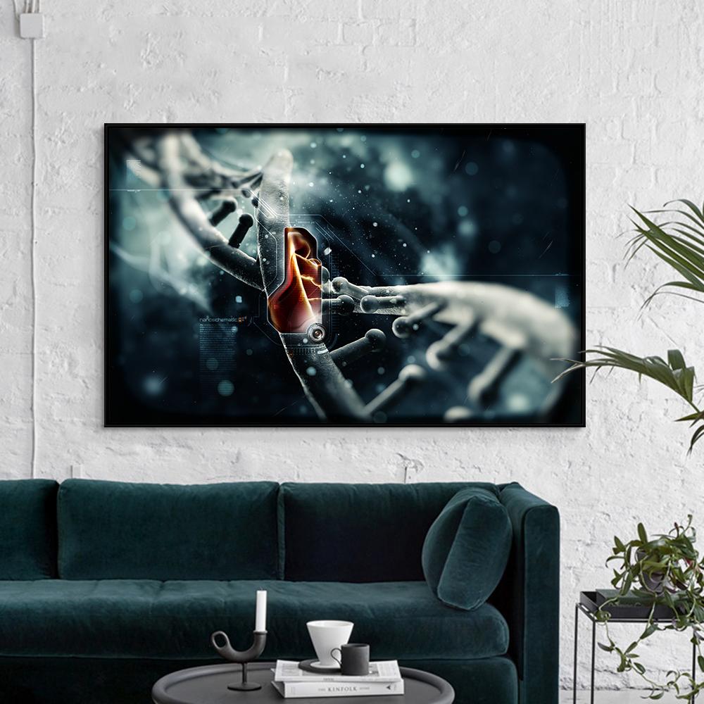 DNA Ematologico Immagine Tecnologia Moderna Arte Murale Stampa su Tela Poster Schema Nanotecnologico per Regalo Soggiorno Decorazione Casa Cuadros