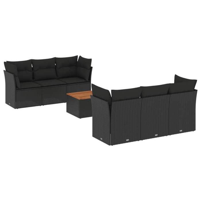 VidaXL Garden Lounge Set with Cushions 7 Pcs, Patio Sofas, Patio Furniture Set, Outdoor Furniture, Black 3255817