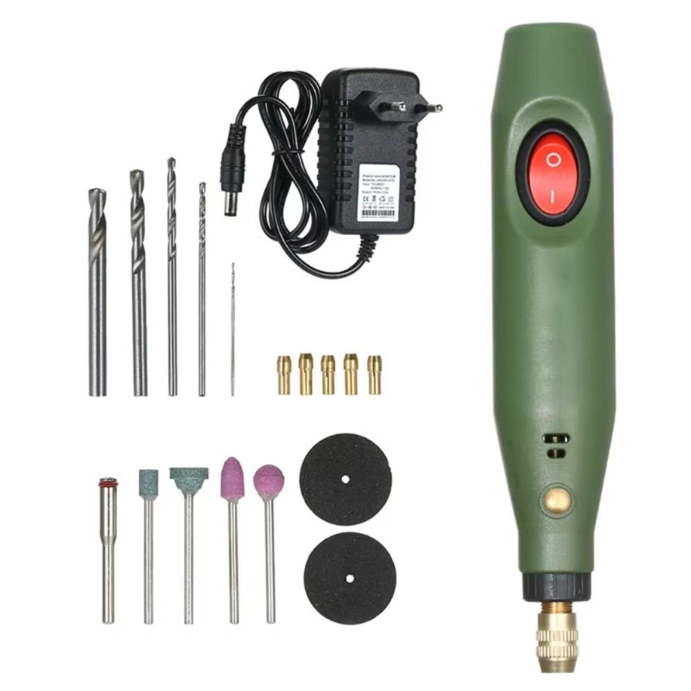 

UK Plug Mini Electric Drill Ergonomic Engraving Pen Grinder Rotary Grinder Tool Craft Projects темно-зелений колір