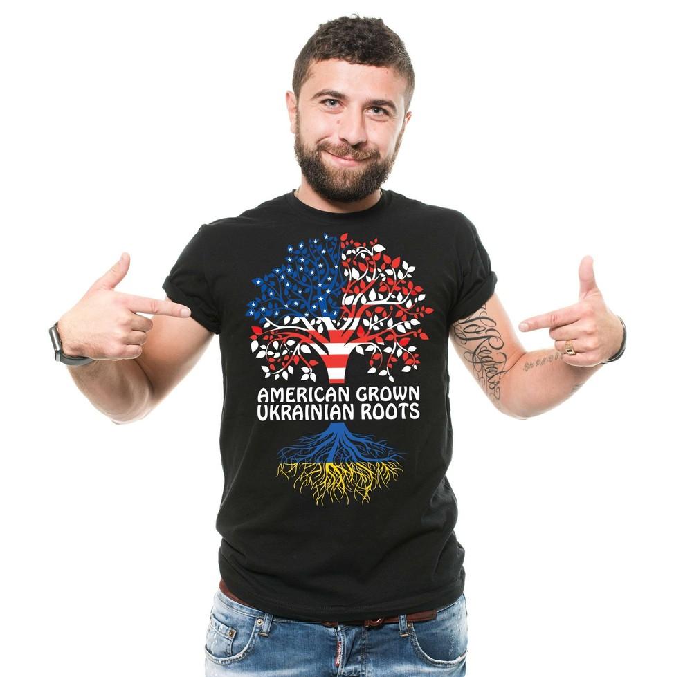 Футболка «Выращено в Америке, украинские корни» Подарки из Украины Футболка Украина США Унисекс S