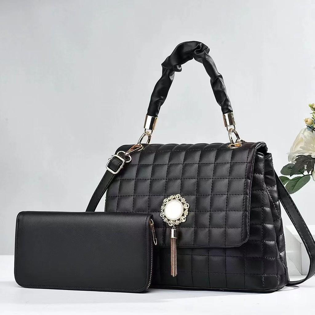 Stylish Black Bucket Bag For Women With Embroidered Design Spacious Mom Tote