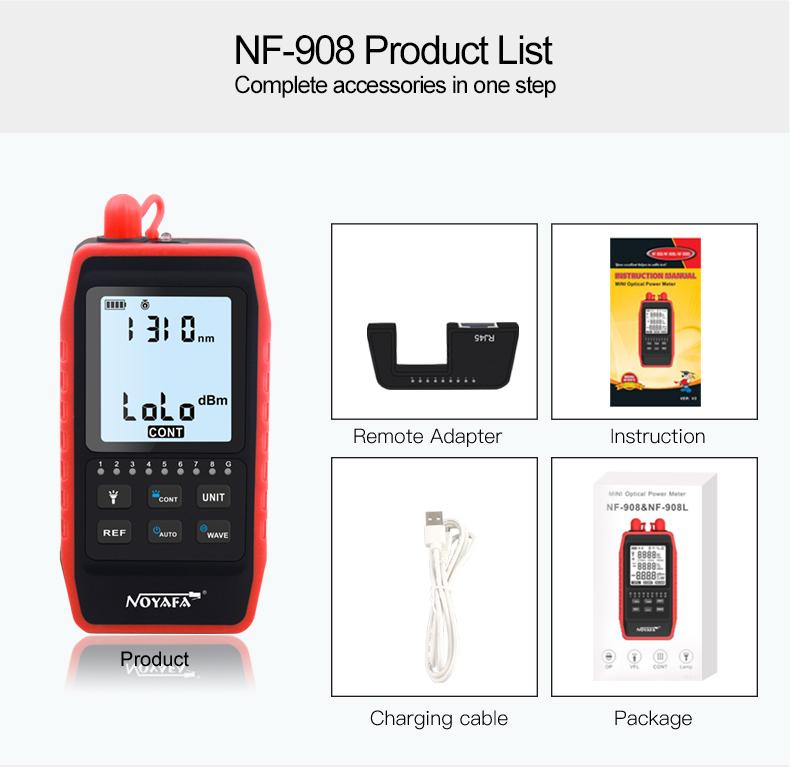 Noyafa Mini Optical Power Meter NF-908S Visual Fault Locator RJ45 Cable Red Light Function Dual-mode Lead Finder LED Function