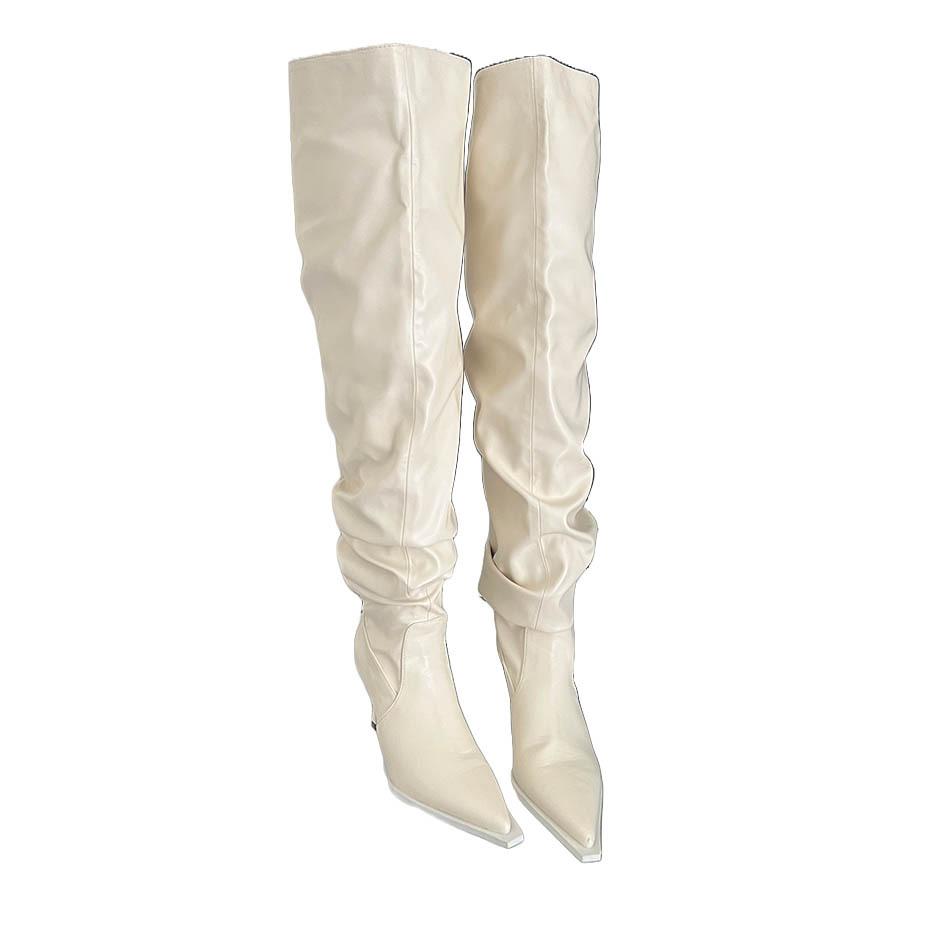 Autumn and winter new pointed thin heel high heel temperament French fashion sexy beautiful woman knee boots