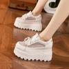 Little White Shoes Women's 2025 New Summer Rhinestone Thick-soled Hollow Mesh Sandals Versatile Breathable Inner Height-increasing Women's Shoes