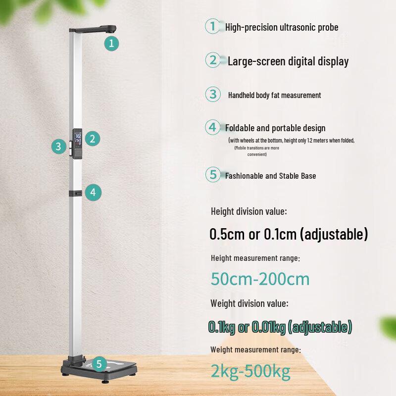 Smart Foldable Ultrasonic Height & Weight Scale