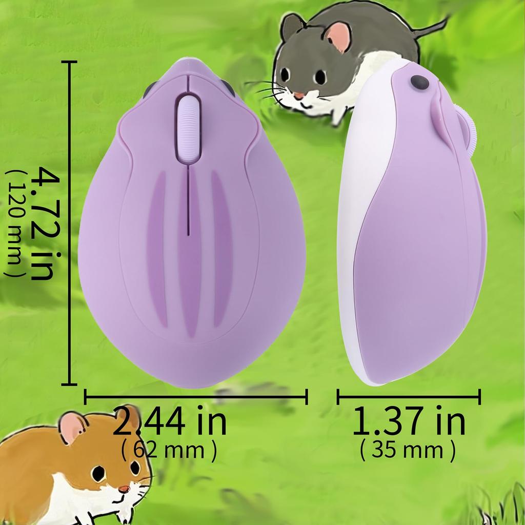 Wireless Receiver Medium Cute Hamster Character 1200 Ideal for and People with Small Compatible with and MacBooks Mouse, 3-Button, Dual-Mode