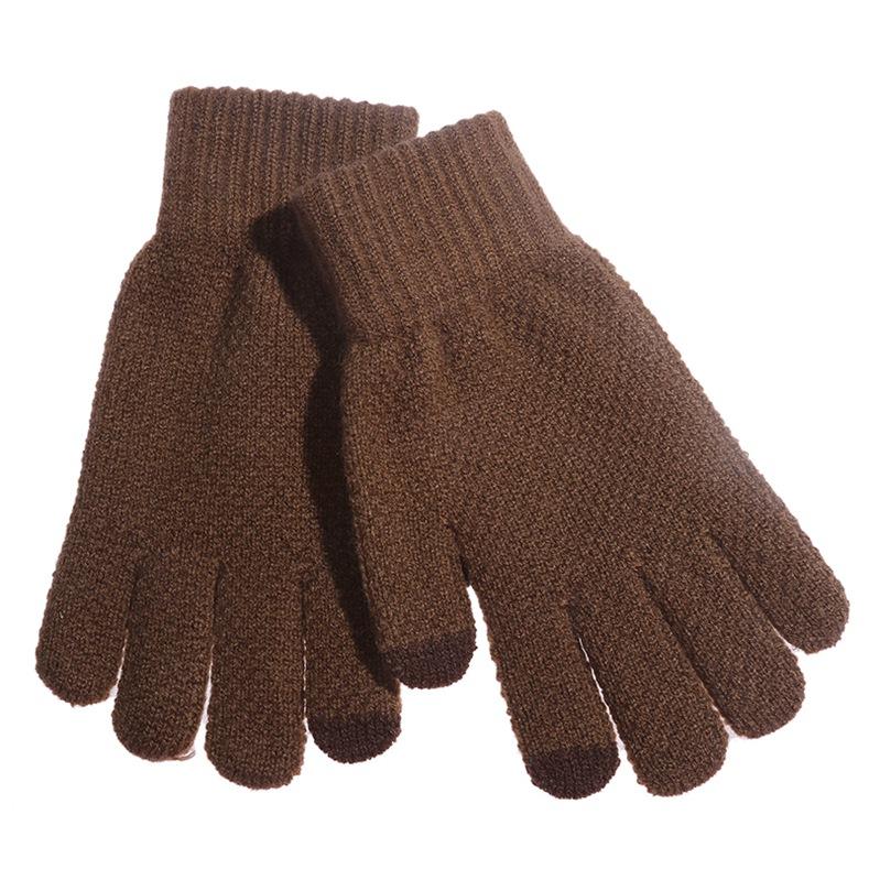 Autumn And Winter Men Padded Thicken Jacquard Touchscreen Gloves Warm Wool Gloves for Cold Weather