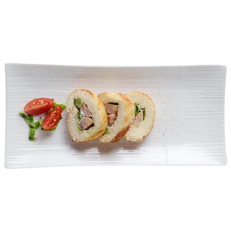 Wutuo 10-inch Ceramic Striped Rectangular Plates (Set of 4)