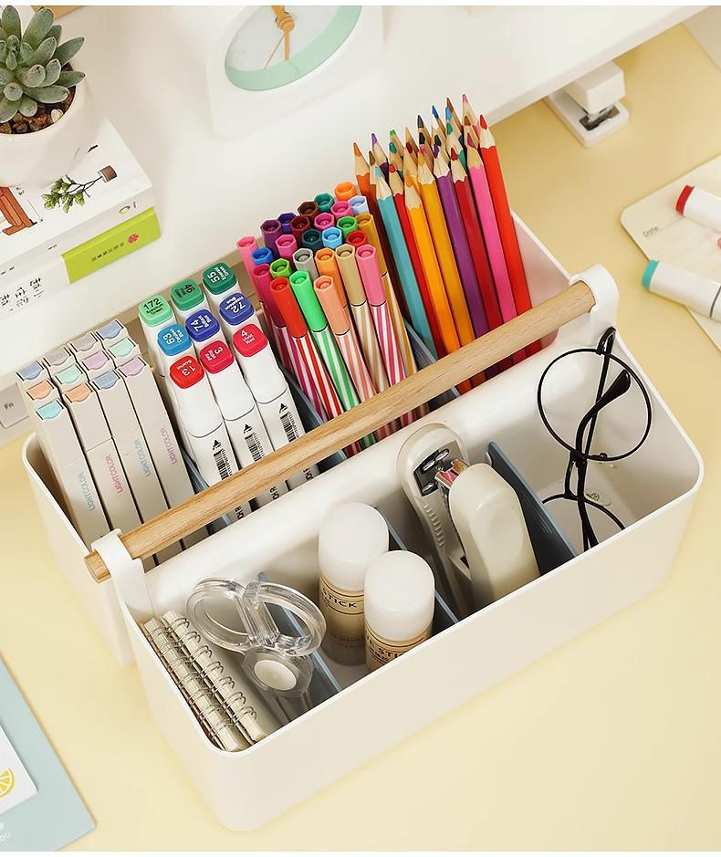 Large Capacity Stackable Desk Pen Holder for Paints, Markers, Brushes, and Stationery Supplies
