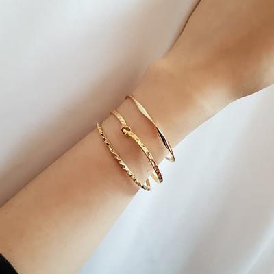 Women's 15K Gold Plated Layered Three-Step Bracelet