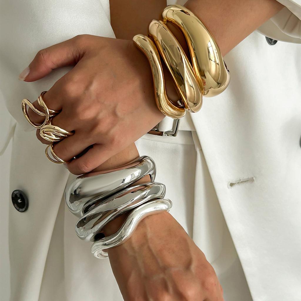 Wind Metal Smooth Open Bracelet Bracelet Fashion Irregular Texture Spring Bracelet